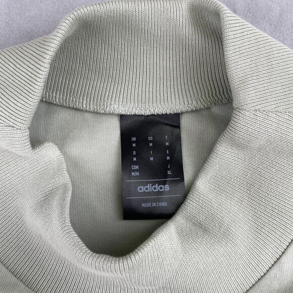 Adidas Shirt Mens M Sage Green Long Sleeve Mock Neck Basketball Heavyweight Logo - Picture 6 of 7